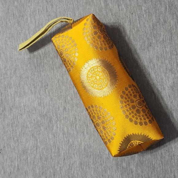 Hand Crafted Handbags - Handmade Indian Patterned Gold Mini Travel Cosmetics Case Zippered Pencil Pouch